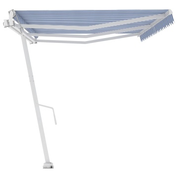 Copertină autonomă retractabilă automat albastru&alb 600x300 cm - Img 5
