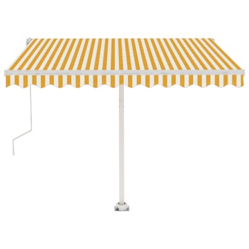 Copertină autonomă retractabilă automat, galben&alb, 350x250 cm - Img 4