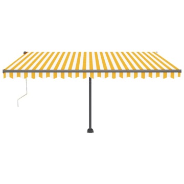 Copertină autonomă retractabilă automat galben&alb 450x300 cm - Img 3