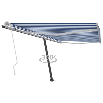 Copertină autonomă retractabilă manual albastru/alb 400x300 cm - Img 1