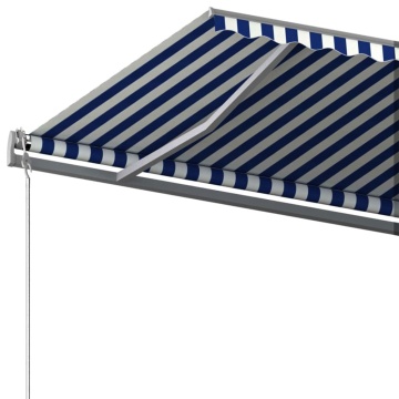 Copertină autonomă retractabilă manual albastru/alb 600x300 cm - Img 5