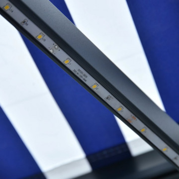 Copertină cu senzor vânt & LED, albastru & alb, 450x300 cm - Img 7