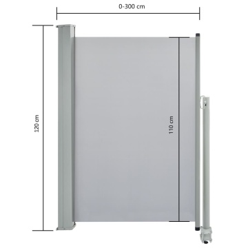 Copertină laterală retractabilă de terasă, gri, 120 x 300 cm - Img 7