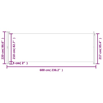 Copertină laterală retractabilă de terasă, gri, 220x600 cm - Img 7