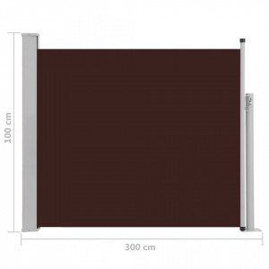 Copertină laterală retractabilă de terasă, maro, 100 x 300 cm - Img 7