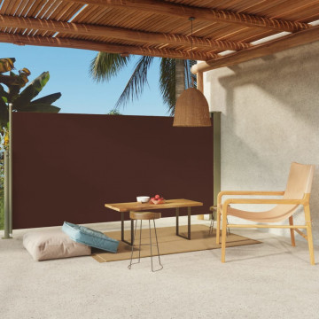 Copertină laterală retractabilă de terasă, maro, 160x300 cm - Img 1