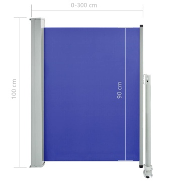 Copertină laterală retractabilă terasă, albastru, 100x300 cm - Img 11