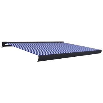 Copertină motorizată tip casetă, albastru și alb, 400 x 300 cm - Img 2