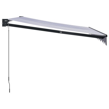 Copertină retractabilă albastru/alb, 3x2,5 m, textil/aluminiu - Img 4