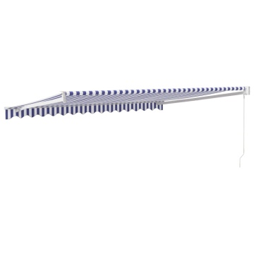 Copertină retractabilă albastru/alb, 4x3 m, textil/aluminiu - Img 8