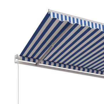 Copertină retractabilă automat, albastru și alb, 400x350 cm - Img 8