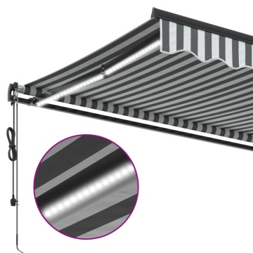 Copertină retractabilă automat cu LED, antracit/alb, 400x300 cm - Img 7