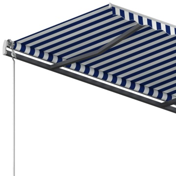 Copertină retractabilă automat cu stâlpi albastru&alb 3,5x2,5 m - Img 6