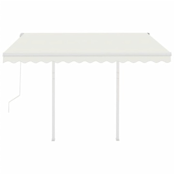 Copertină retractabilă automat cu stâlpi, crem, 3,5x2,5 m - Img 4