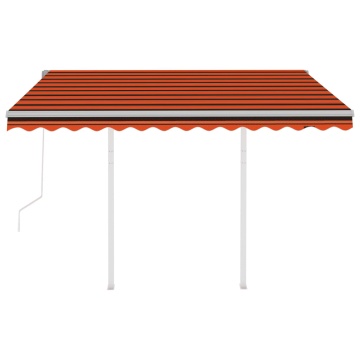 Copertină retractabilă automat cu stâlpi portocaliu/maro 3x2,5m - Img 5