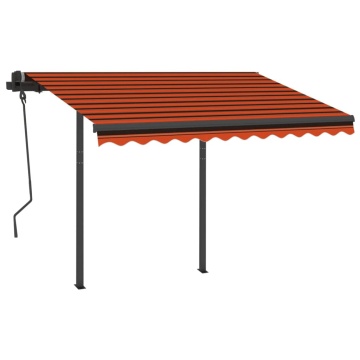 Copertină retractabilă automat stâlpi portocaliu&maro 3,5x2,5 m - Img 3
