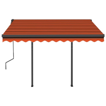 Copertină retractabilă automat stâlpi portocaliu&maro 3,5x2,5 m - Img 8