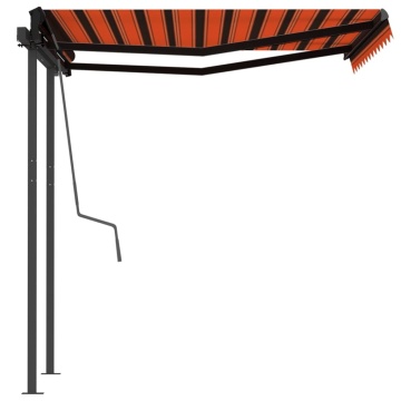 Copertină retractabilă automat, stâlpi, portocaliu&maro 3x2,5 m - Img 5