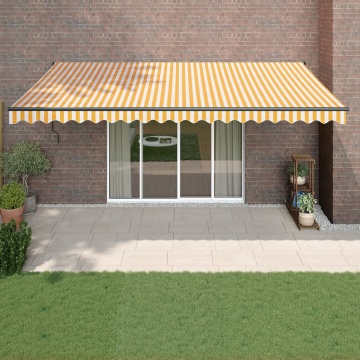 Copertină retractabilă automată, galben și alb, 5x3 m - Img 1