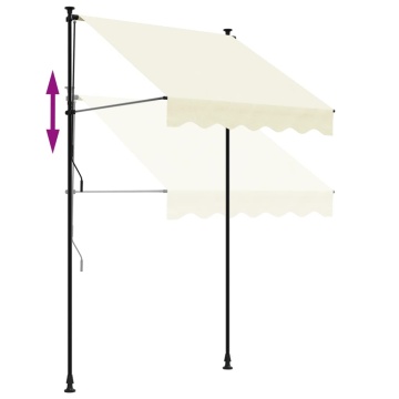 Copertină retractabilă, crem, 150x150 cm, țesătură și oțel - Img 6