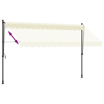 Copertină retractabilă, crem, 350x150 cm, țesătură și oțel - Img 5