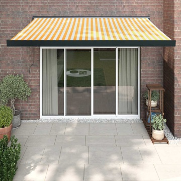 Copertină retractabilă, galben/alb, 3,5x2,5 m, textil/aluminiu - Img 1