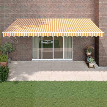 Copertină retractabilă, galben/alb, 5x3 m, textil/aluminiu - Img 1