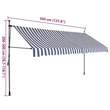 Copertină retractabilă manual cu LED, albastru & alb, 350 cm - Img 11