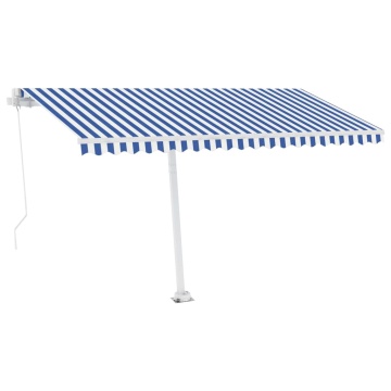 Copertină retractabilă manual cu LED, albastru & alb 400x300 cm - Img 2