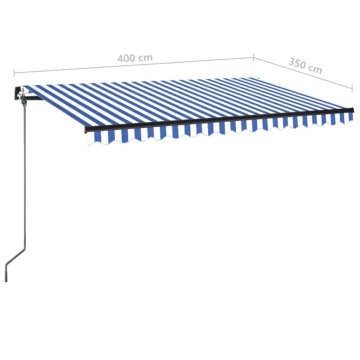 Copertină retractabilă manual cu LED, albastru/alb, 400x350 cm - Img 6