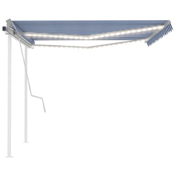 Copertină retractabilă manual, cu LED, albastru și alb, 4x3 m - Img 4