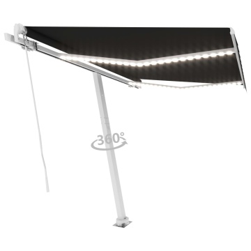 Copertină retractabilă manual cu LED, antracit, 300x250 cm - Img 3
