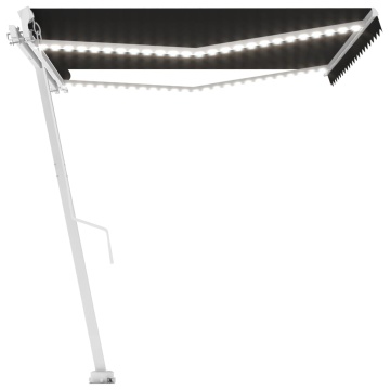 Copertină retractabilă manual cu LED, antracit, 450x300 cm - Img 8