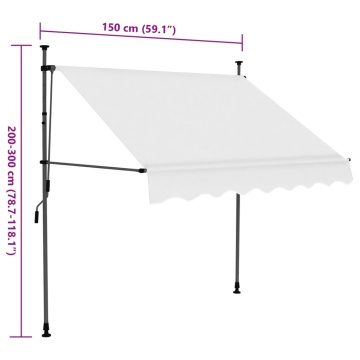 Copertină retractabilă manual cu LED, crem, 150 cm - Img 11