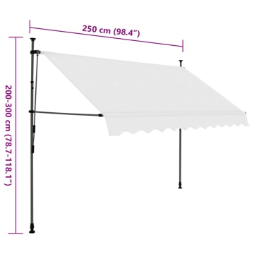 Copertină retractabilă manual cu LED, crem, 250 cm - Img 11