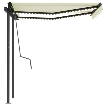 Copertină retractabilă manual cu LED, crem, 3,5x2,5 m - Img 5