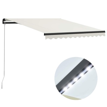 Copertină retractabilă manual cu LED, crem, 300 x 250 cm - Img 1