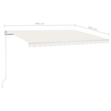 Copertină retractabilă manual cu LED, crem, 400x300 cm - Img 6