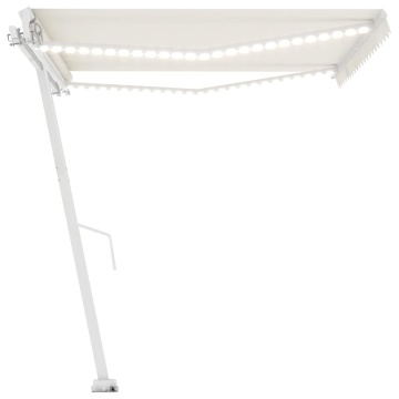 Copertină retractabilă manual cu LED, crem, 400x300 cm - Img 5