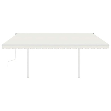 Copertină retractabilă manual, cu LED, crem, 4x3 m - Img 3