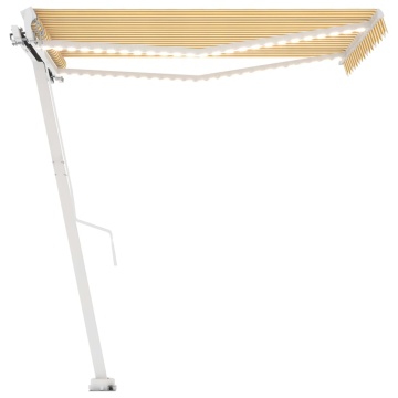 Copertină retractabilă manual cu LED, galben și alb, 300x250 cm - Img 6