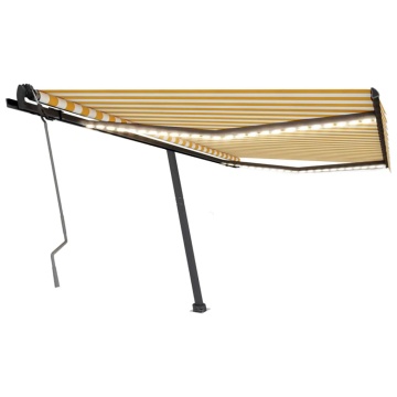 Copertină retractabilă manual cu LED, galben și alb, 400x350 cm - Img 2