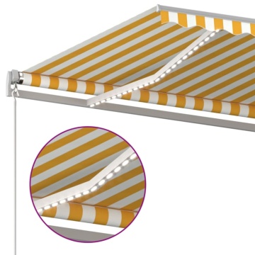 Copertină retractabilă manual cu LED, galben și alb, 450x300 cm - Img 7