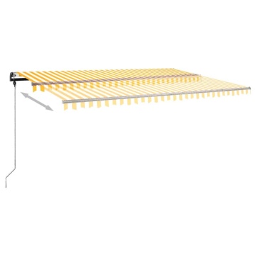 Copertină retractabilă manual cu LED, galben și alb, 500x300 cm - Img 5