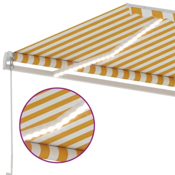 Copertină retractabilă manual cu LED, galben și alb, 500x300 cm - Img 6