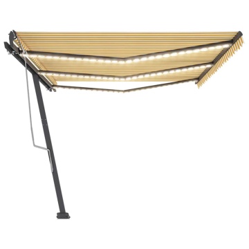 Copertină retractabilă manual cu LED, galben și alb, 600x300 cm - Img 8