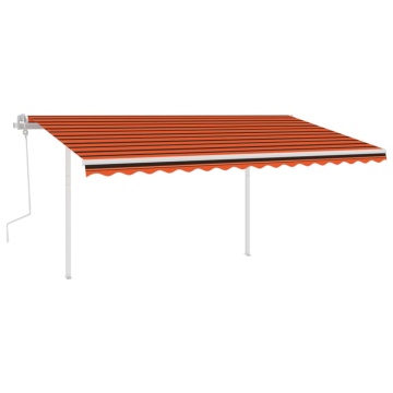 Copertină retractabilă manual cu LED, portocaliu/maro 4,5x3 m - Img 2