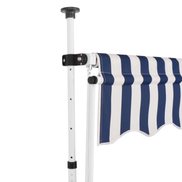 Copertină retractabilă manual, dungi albastru și alb, 150 cm - Img 2