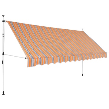 Copertină retractabilă manual, dungi galben și albastru, 400 cm - Img 1
