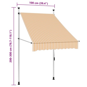 Copertină retractabilă manual, dungi portocaliu și alb, 100 cm - Img 7